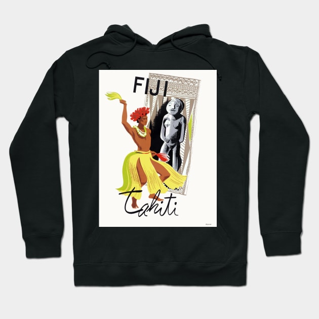 Fiji Tahiti Vintage Poster Hoodie by vintagetreasure